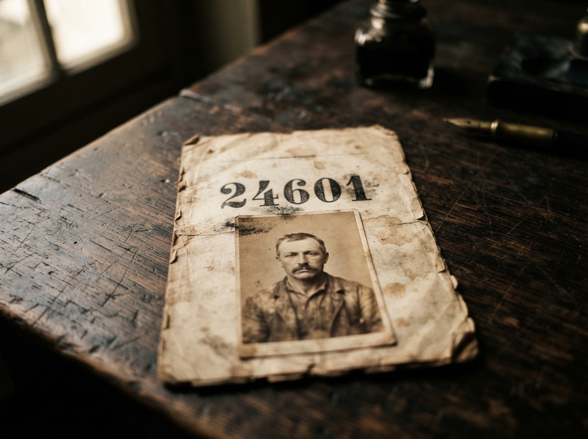 Carte d'identification pénitentiaire ancienne portant le numéro 24601