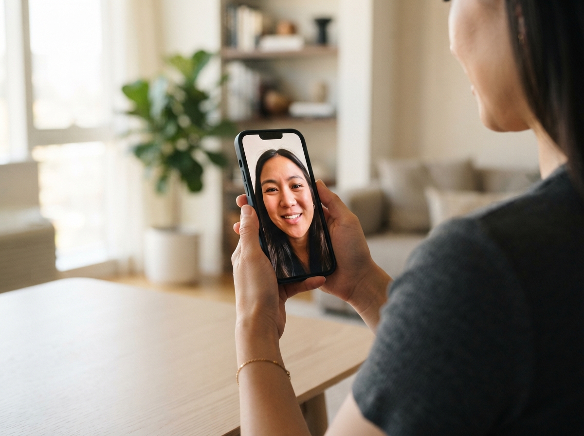 Smartphone affichant un appel vidéo, illustrant la vulnérabilité des communications numériques face aux deepfakes.